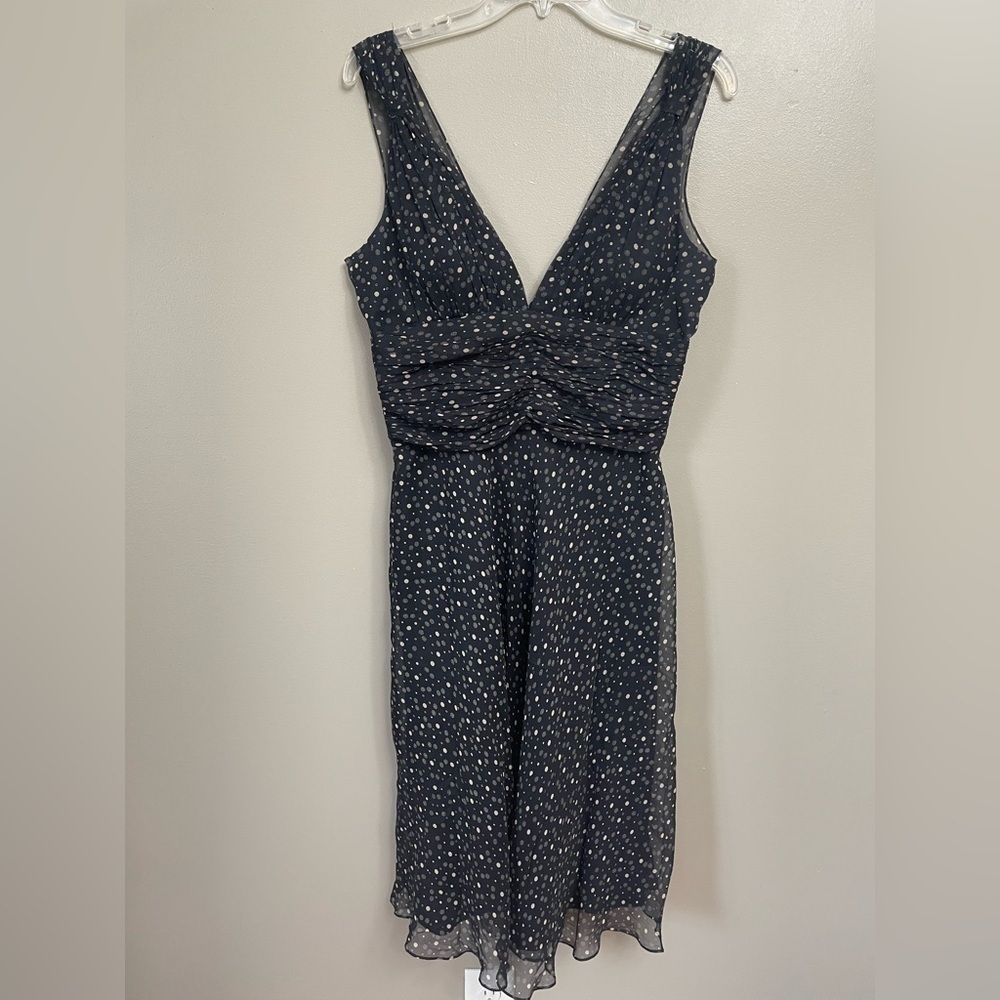 NWT White House Black Market Size 10 100% Silk Polka Dot Sleeveless Dress formal